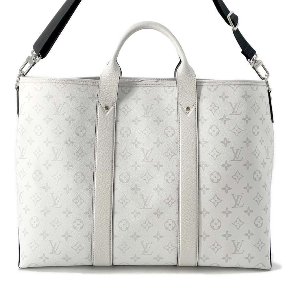 Louis Vuitton Monogram Taiga Weekend Tote NM Bag White Leather